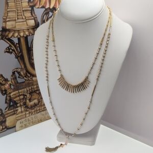 Stella & Dot Gold and Silver Layered Necklace Wear 3-ways Together Or Separate